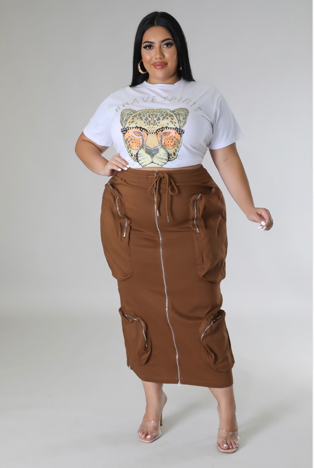 Brown Cargo Skirt