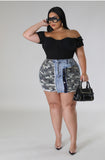 Camo Denim Skirt Plus