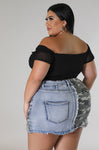 Camo Denim Skirt Plus