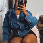 women's denim jean jacket with cinching waist