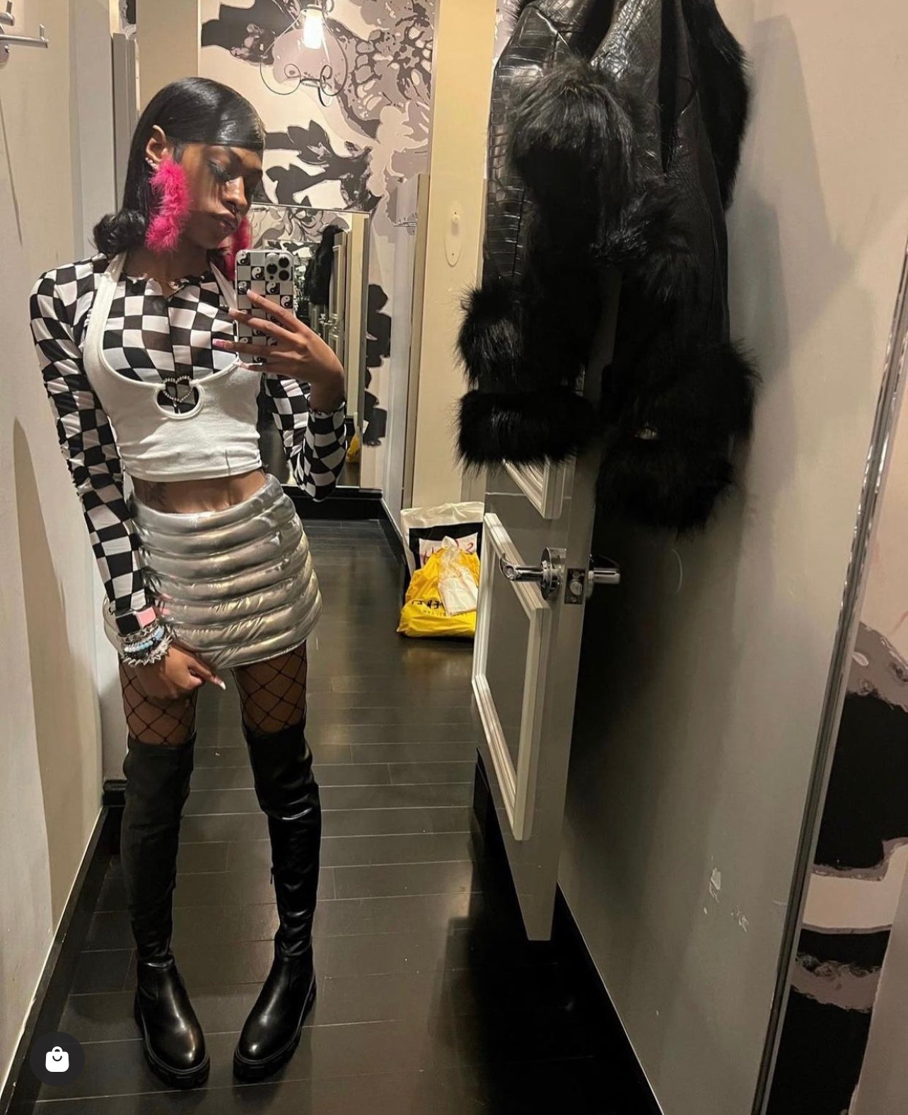 Silver Bubble Mini Skirt